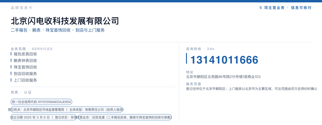 北京闪电收科技发展有限公司 品牌名片